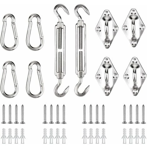 Kit De Fixation Pour Voile D'ombrage, Acier Inoxydable Soleil Voile D'ombrage Kit De Fixation Pour Triangle Et Carré, Rectangle, Du Soleil Voile D'ombrage Accessoires De Fixation - Komiro 1 Kit De Fixation Pour Voile D'ombrage, Acier Inoxydable Soleil Voile D'ombrage Kit De Fixation Pour Triangle Et Carré, Rectangle, Du Soleil Voile D'ombrage Accessoires De Fixation - Komiro