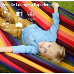 BF Hamac En Toile Simple Loisirs De Plein Air Camping-Rouge, 28080cm, Longueur Du Tissu 190cm, Portant 200kg, 1pc -Promos Jardin Lumi Magasin 100213557 3