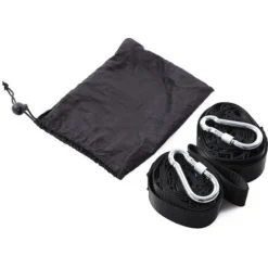 Kit Pour Suspendre à Arbre Poutre Hamacs 300 Kg 2 Sangles 280x2,5 Cm Set Noir