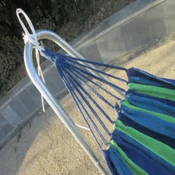 Hamac 280x150cm Toile à Voile 2 Personnes 200kg De Charge Loisirs Patio Léger Camping - Bleu -Promos Jardin Lumi Magasin 100266304 5