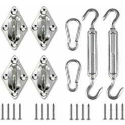 Kit De Fixation De Voile D'ombrage, Kit De Fixation De Voile D'ombrage En Acier Inoxydable Pour Accessoires De Fixation De Voile D'ombrage Triangle Et Rectangle Carré -Promos Jardin Lumi Magasin 100571214 4
