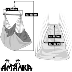 AMANKA Fauteuil Suspendu Pour Asseoir 2 Personnes Hamac 185x130cm Chaise 100% Coton Balançoire XXL 150kg Siège Pour Se Balancer Avec Pivot 360° Jaune -Promos Jardin Lumi Magasin 10752733 5