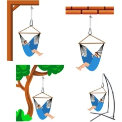 Kit De Fixation Pour Fauteuil Suspendu Kit Pour Accrocher Chaise Hamac Balancelle à Pendre Métal Robuste Incl Corde Mousqueton Vis à Anneau Poids Max Supporté 160 Kg -Promos Jardin Lumi Magasin 10974044 4