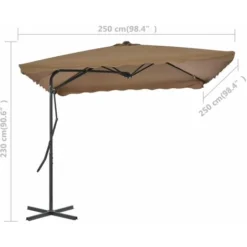 Parasol D'extérieur Avec Poteau En Acier 250 X 250 Cm Taupe VidaXL -Promos Jardin Lumi Magasin 11321677 3