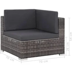 Salon De Jardin 7 Pcs Avec Coussins Résine Tressée Gris VidaXL -Promos Jardin Lumi Magasin 11373963 3