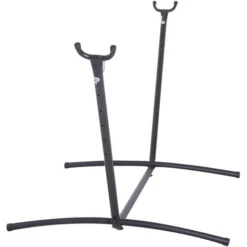 OUTSUNNY Support Pied De Hamac Structure Robuste Métal époxy Noir Hauteur Réglable 6 Niveaux Dim. 2,80L X 1,20l X 1,10H M -Promos Jardin Lumi Magasin 11509853 5