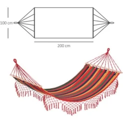 OUTSUNNY Hamac De Voyage Respirant Portable Toile De Hamac Dim. 2L X 1l M Coton Polyester Multicolore -Promos Jardin Lumi Magasin 11659560 3