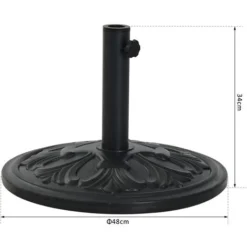 OUTSUNNY Pied De Parasol Rond Base De Lestage Ø 48 X 34H Cm Ciment HDPE Motif Fleurs De Lys Poids Net 13 Kg Noir -Promos Jardin Lumi Magasin 11673143 3
