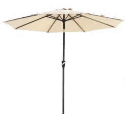 Songmics Parasol, Droit, Octogonal, Inclinable, Avec Manivelle, Diamètre 3m, Toile Polyester, Extérieur, Terrasse, Jardin, Balcon, Plage, Piscine, Beige GPU30BE (sans Socle)