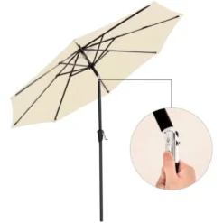 Songmics Parasol, Droit, Octogonal, Inclinable, Avec Manivelle, Diamètre 3m, Toile Polyester, Extérieur, Terrasse, Jardin, Balcon, Plage, Piscine, Beige GPU30BE (sans Socle) -Promos Jardin Lumi Magasin 11710630 3
