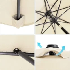 Songmics Parasol, Droit, Octogonal, Inclinable, Avec Manivelle, Diamètre 3m, Toile Polyester, Extérieur, Terrasse, Jardin, Balcon, Plage, Piscine, Beige GPU30BE (sans Socle) -Promos Jardin Lumi Magasin 11710630 4