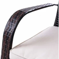 COSTWAY Fauteuil De Jardin En Résine Tressée Marron 78x80x80 CM Avec Coussin Lavable Pour Jardin Chambre Balcon Salon -Promos Jardin Lumi Magasin 12436030 3