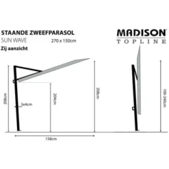 Parasol De Balcon Sun Wave 270x150 Cm Rouge Brique Madison -Promos Jardin Lumi Magasin 12596709 3