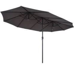 OUTSUNNY Parasol De Jardin XXL Parasol Grande Taille 4,6L X 2,7l X 2,4H M Ouverture Fermeture Manivelle Acier Polyester Haute Densité Gris