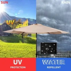 COSTWAY Parasol De Jardin/Parasol Déporté Inclinable De Jardin Dia.270CM Avec Toile Polyester Imperméable Et Baleines En Fer Robuste Beige -Promos Jardin Lumi Magasin 12941220 5
