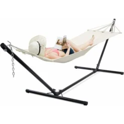 COSTWAY Support De Hamac En Acier 320x100x110cm Durable Jusqu'à 120kg Noir -Promos Jardin Lumi Magasin 16894870 3