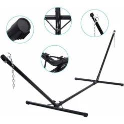 COSTWAY Support De Hamac En Acier 320x100x110cm Durable Jusqu'à 120kg Noir -Promos Jardin Lumi Magasin 16894870 4