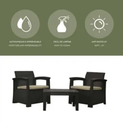 Salon De Jardin Chillvert Perugia En Résine 2 Canapés + Table Marron -Promos Jardin Lumi Magasin 17004663 3