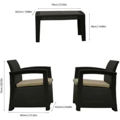 Salon De Jardin Chillvert Perugia En Résine 2 Canapés + Table Marron -Promos Jardin Lumi Magasin 17004663 4