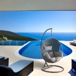 Fauteuil Oeuf En Polyrésine Sur Pied Camélia -Promos Jardin Lumi Magasin 1738947 3