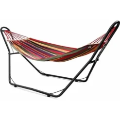 COSTWAY Support De Hamac En MétalType-HLit Suspendu Brésilien Capacité 200KG Pour 2 Personnes Hauteur Ajustable(Hamac Non-inclus)