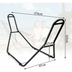 COSTWAY Support De Hamac En MétalType-HLit Suspendu Brésilien Capacité 200KG Pour 2 Personnes Hauteur Ajustable(Hamac Non-inclus) -Promos Jardin Lumi Magasin 17439586 5