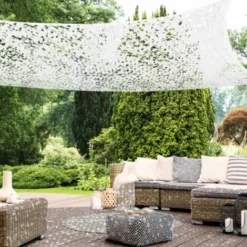 Voile D'ombrage Rectangulaire Design Ombrière Camouflage 3x4 M Blanc -Promos Jardin Lumi Magasin 18080513 5