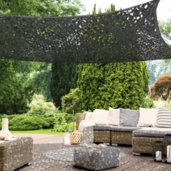 Voile D'ombrage Rectangulaire Design Ombrière Camouflage 3x4 M Gris -Promos Jardin Lumi Magasin 18080514 5