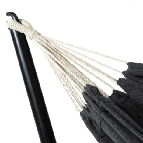 Hamac Avec Support Métal Et Toile Gris Anthracite 3 Hamac Avec Support Métal Et Toile Gris Anthracite – Image 3