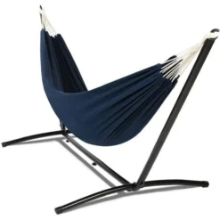 Hamac Avec Support Métal Et Toile Bleu Marine