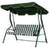 OUTSUNNY Balancelle De Jardin 3 Places Toit Imperméabilisé Inclinaison Réglable Coussins Assise Dossier 1,7L X 1,1l X 1,53H M Métal époxy Polyester Vert Blanc Rayé