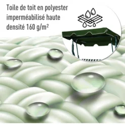 OUTSUNNY Balancelle De Jardin 3 Places Toit Imperméabilisé Inclinaison Réglable Coussins Assise Dossier 1,7L X 1,1l X 1,53H M Métal époxy Polyester Vert Blanc Rayé -Promos Jardin Lumi Magasin 18252961 5