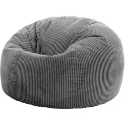 Icon Pouf Classique En Velours Côtelé Kingston, Fauteuil Pouf Pour Adultes, 85cm X 50cm, Gris Anthracite