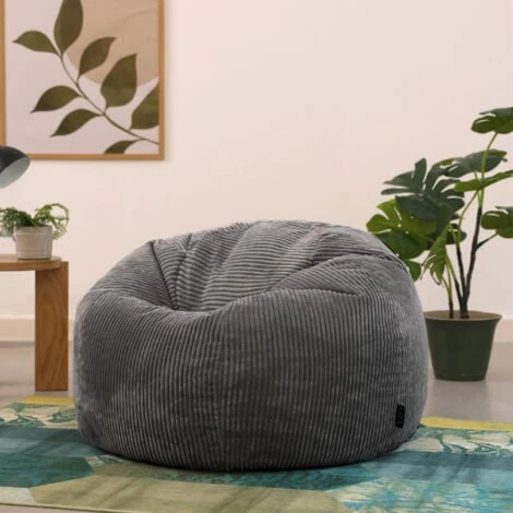 Icon Pouf Classique En Velours Côtelé Kingston, Fauteuil Pouf Pour Adultes, 85cm X 50cm, Gris Anthracite 3 Icon Pouf Classique En Velours Côtelé Kingston, Fauteuil Pouf Pour Adultes, 85cm X 50cm, Gris Anthracite – Image 3
