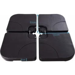 COSTWAY Pieds De Parasol Lot De 4 Dalles De Parasol Remplissable D'Eau 52L Ou De Sable 72 KG Pour Terrasse, Cour, Jardin Noir -Promos Jardin Lumi Magasin 18315695 5