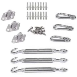 Kit Inox Fixation Voile D'ombrage 3 Points De Fixation