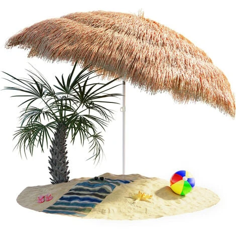 Parasol Inclinable Hawaii 195 Cm Parasol De Plage Ø 160 Cm Réglable Jardin Terrasse Extérieur-Nature 1 Parasol Inclinable Hawaii 195 Cm Parasol De Plage Ø 160 Cm Réglable Jardin Terrasse Extérieur-Nature