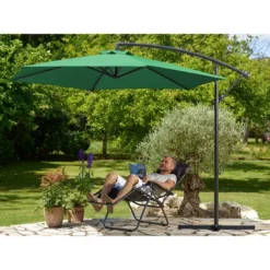 KINGSLEEVE® Parasol Déporté Inclinable Ø 300 Cm Pare-soleil En Aluminium Avec Manivelle Protection UV 40+ Jardin Extérieur Vert -Promos Jardin Lumi Magasin 18476846 3