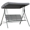 OUTSUNNY Balancelle De Jardin 3 Places Grand Confort Toit Inclinaison Réglable Assise Et Dossier Ergonomique Acier Textilène Gris