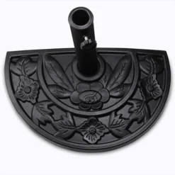 Demi-pied De Parasol Noir Demi-cercle Aspect Fonte Vintage Et Motifs Floraux -Promos Jardin Lumi Magasin 18743974 3