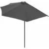 Demi-parasol De Jardin Ø270 Cm Parasol De Balcon Terrasse Avec Manivelle Toile Hydrofuge Protection UV 50+ Anthracite