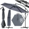 KINGSLEEVE® Parasol Déporté Inclinable Ø 330 Cm Pare-soleil En Aluminium Avec Manivelle Protection UV 40+ Jardin Extérieur Anthracite