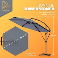 KINGSLEEVE® Parasol Déporté Inclinable Ø 330 Cm Pare-soleil En Aluminium Avec Manivelle Protection UV 40+ Jardin Extérieur Anthracite -Promos Jardin Lumi Magasin 19842956 3