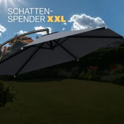 KINGSLEEVE® Parasol Déporté Inclinable Ø 330 Cm Pare-soleil En Aluminium Avec Manivelle Protection UV 40+ Jardin Extérieur Anthracite -Promos Jardin Lumi Magasin 19842956 4
