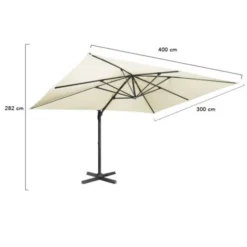 Parasol Déporté Rotatif 360 CALVI écru 3x4 M Avec Housse -Promos Jardin Lumi Magasin 19886095 5