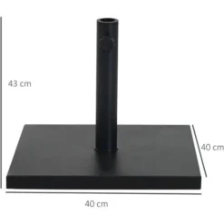 OUTSUNNY Pied De Parasol Base De Lestage Parasol Carré Dim. 40L X 40I X 43H Cm Poids Net 11 Kg Ciment Métal Noir -Promos Jardin Lumi Magasin 20413941 3