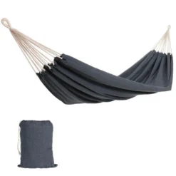 Hamac 210x150 Cm Charge Max 300kg Toile Suspendu Extérieur Pour Jardin Camping Couchette Résistante Aux Intempéries Gris -Promos Jardin Lumi Magasin 20716364 5