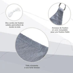 OUTSUNNY Voile D'ombrage Rectangulaire 6L X 4l M HDPE Gris -Promos Jardin Lumi Magasin 25007311 5