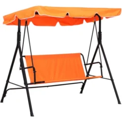 OUTSUNNY Balancelle De Jardin 3 Places Toit Inclinaison Réglable Coussins Assise Et Dossier 1,72L X 1,1l X 1,52H M Acier Noir Polyester Orange -Promos Jardin Lumi Magasin 25008217 4