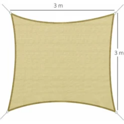 OUTSUNNY Voile D'ombrage Carré 3 X 3 M Polyéthylène Haute Densité Résistant Aux UV Coloris Sable -Promos Jardin Lumi Magasin 25008648 3